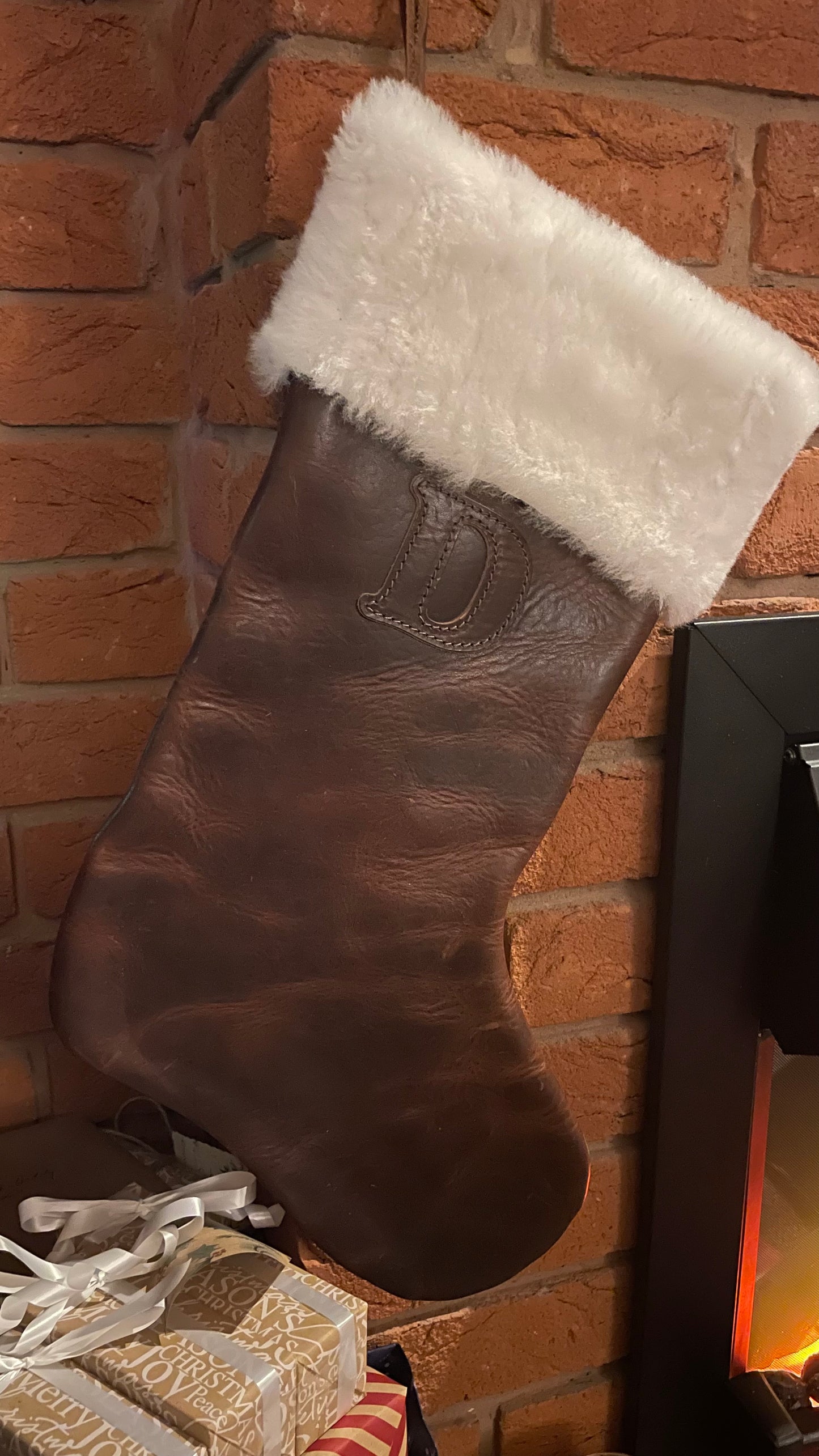 Personalised Luxury Leather Christmas Stocking